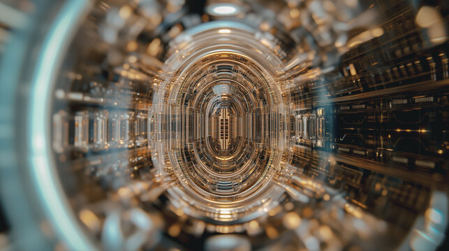 Futuristic vibrational resonator with concentric rings and glowing energy core, AI generated