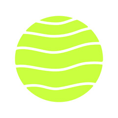 Abstract round shape with wavy lines in lime green color isolated on white background, minimal geometric symbol