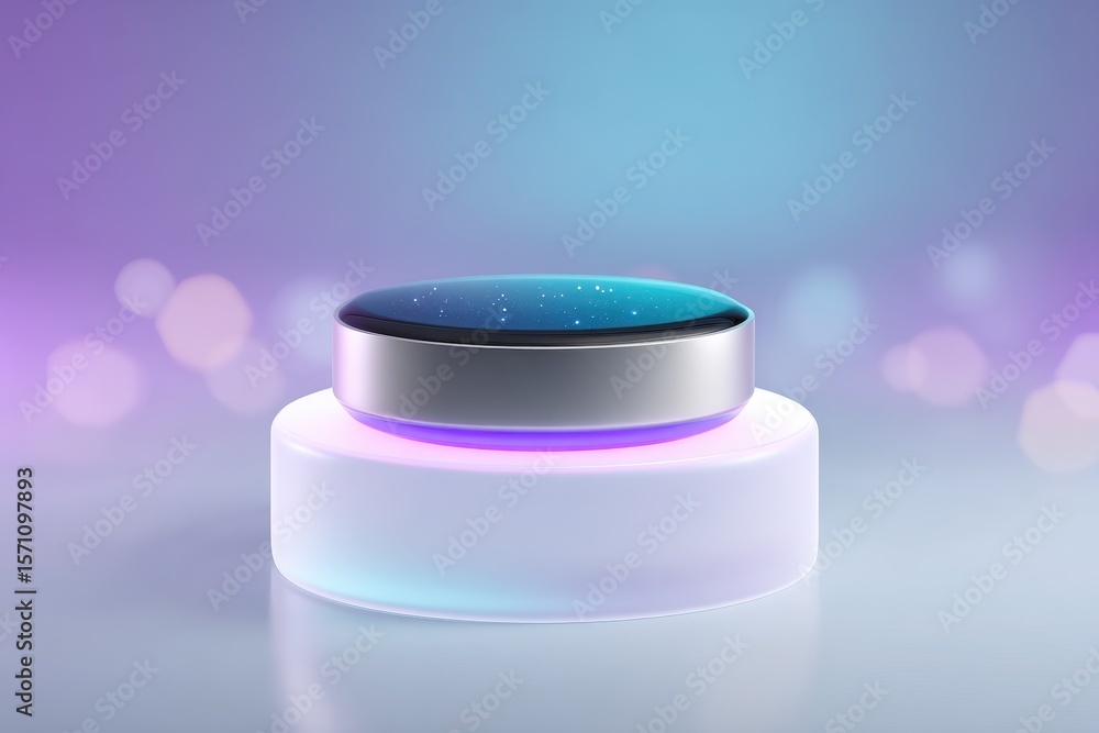 Poster futuristic technology showcasing advanced interface on platform, highlighting innovative design and 