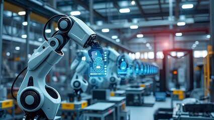 Fototapeta premium robotic arm assembly line