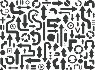 Obraz premium Seamless background of hand drawn arrows with question and exclamation marks.