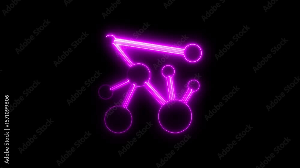 Poster glowing neon structure animation on black background for futuristic design projects