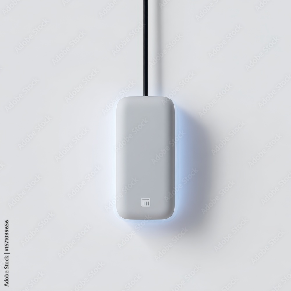 Poster a futuristic device showcasing modern technology, featuring data processing, highlighting innovative