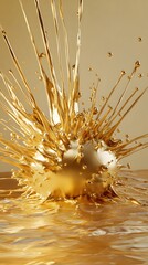 Golden liquid sphere with dynamic splash.