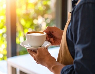 Person Holding Coffee Cup In Cafe