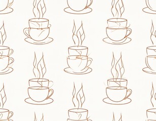 Repeating Pattern Of Coffee Cups With Floral Design