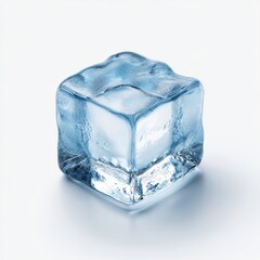 Obraz premium A chilling ice cube showcasing water in a frozen state, highlighting cooling refreshment and the concept of coldness in a pristine form