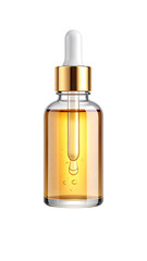 Fototapeta premium Amber Dropper Bottle with Serum and Air Bubbles – Isolated on Transparent Background