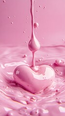 Heart shaped liquid splash in pink.