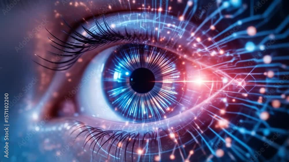 Aufkleber digital ai eye representing artificial intelligence and futuristic technology with glowing circuits,