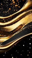 Gold liquid flowing over a dark background.