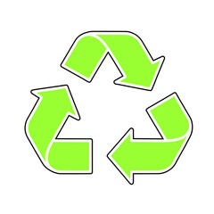 green recycling symbol white black stroke transparent background recycle icon
