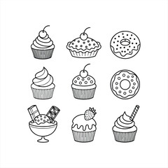 Desserts & Sweet Foods Flat Design Icon Set