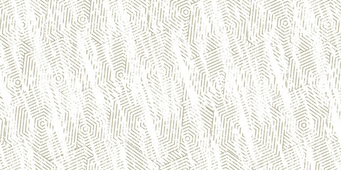 Geometric lines seamless pattern. Golden vector texture with thin diagonal stripes, lines, chevron, zigzag. Abstract gold and white graphic background. Luxury linear ornament.