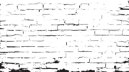 Distressed white brick wall texture with black grunge overlay for graphic design elements and backgrounds