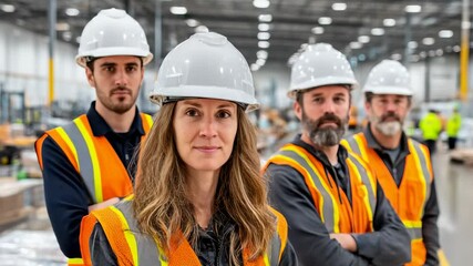 Diverse team of factory workers