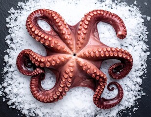 Fresh Octopus On A Bed Of Salt