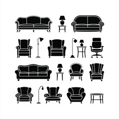 set of furniture icon