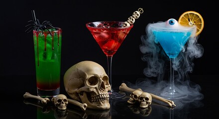 Spooky Halloween Cocktails With Skulls