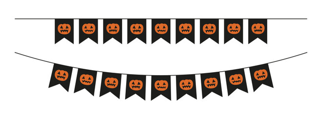 Halloween bunting of black flags with orange pumpkin Jack