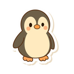 Adorable pastel penguin in cartoon style. Kawaii animal sticker for winter holidays, planners, greeting cards, or seasonal decoration