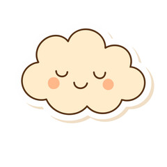 Cute creamy cloud in pastel cartoon style. Kawaii weather-themed sticker for planners, baby designs, greeting cards, or cozy decorations.