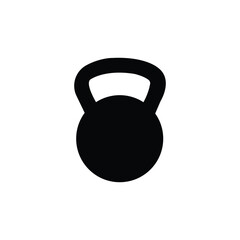 Black silhouette icon of a kettlebell on a white background. Ideal for fitness, workout, gym-related projects, and minimalist sports illustrations suitable for commercial use and vector templates.