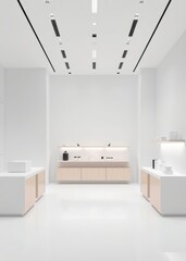 White clean empty architecture interior space room studio background wall display products minimalistic 3d rendering Empty room interior design architecture blank design room