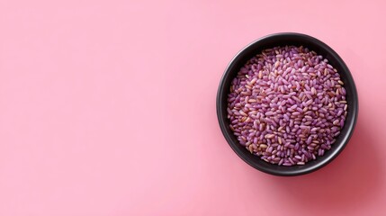 Beautiful Purple Rice Bowl on Soft Pink Background for Cooking