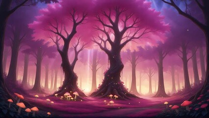 Fototapeta premium Fantasy Forest and Glowing Mushrooms Vol.79