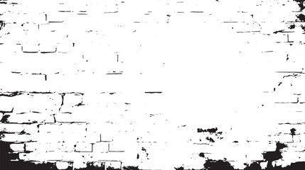 A black and white image of a brick wall with a distressed and grunge like appearance and texture