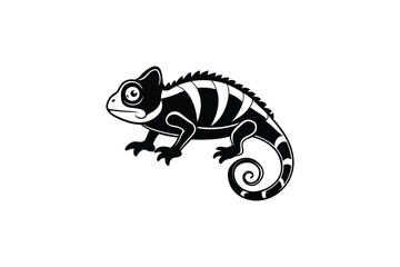 Obraz premium Chameleon Graphic Illustration in Black and White Silhouette Style