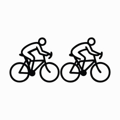 Obraz premium Dynamic Black Outline Cyclist Icon Set: Modern Bicycle Rider Silhouettes for Sports, Fitness & Outdoor Activity Designs