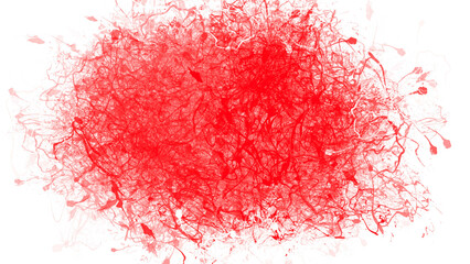 赤いインクの抽象アートデザイン（白背景）｜赤, インク, 抽象

