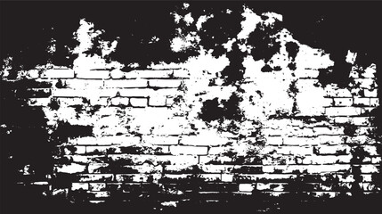 A distressed brick wall with heavy black and white contrast creating an abstract texture effect