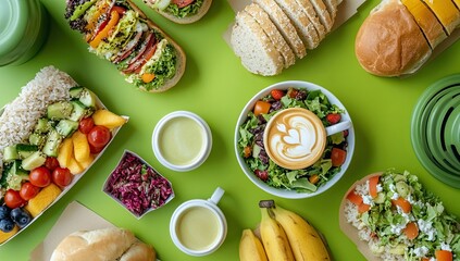 A high-quality photo of an array of healthy and delicious food items