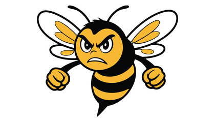 Angry Bee Cartoon Illustration

