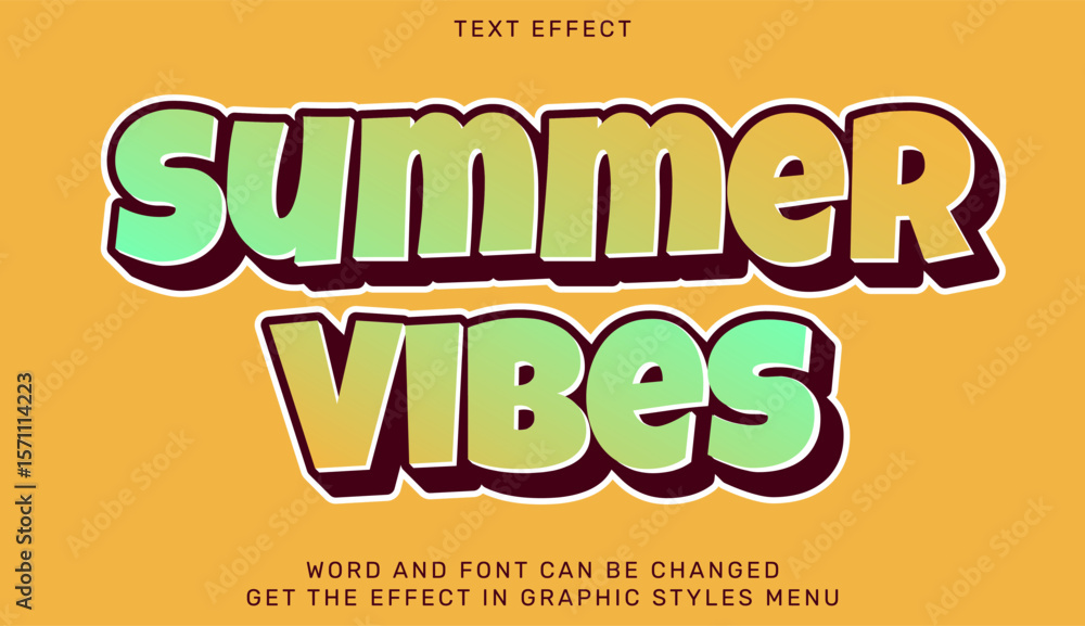 Poster summer vibes text effect in 3d design