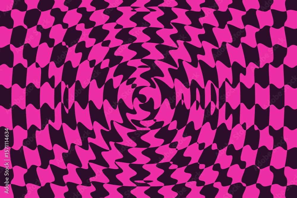 Poster 3d optical illusion grid. high-resolution warped checkerboard pattern with a bold and dynamic optica