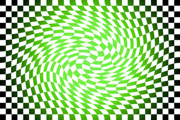 High-resolution warped checkerboard pattern with a bold and dynamic optical illusion effect. This...