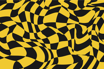 Wavy Checkered Illusion. High-resolution warped checkerboard pattern with a bold and dynamic...