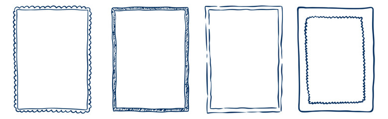 Hand drawn ink vintage frames. Stamp or letter mark frames for greeting cards, wedding, birthday party, invitations in italian or greek marine sea coastal style. Minimalist ornament vector borders. © PawLoveArt