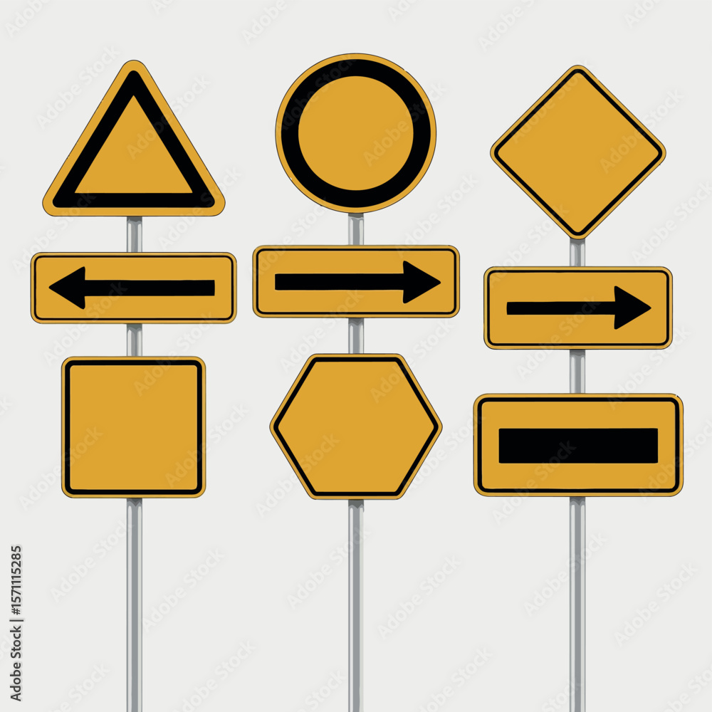 Aufkleber clean isolated set of blank road signs for customization and design projects