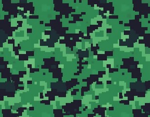 Digital camouflage pattern with pixelated army blocks