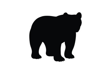 Fototapeta premium Standing Bear Silhouette on White Background for Design Projects