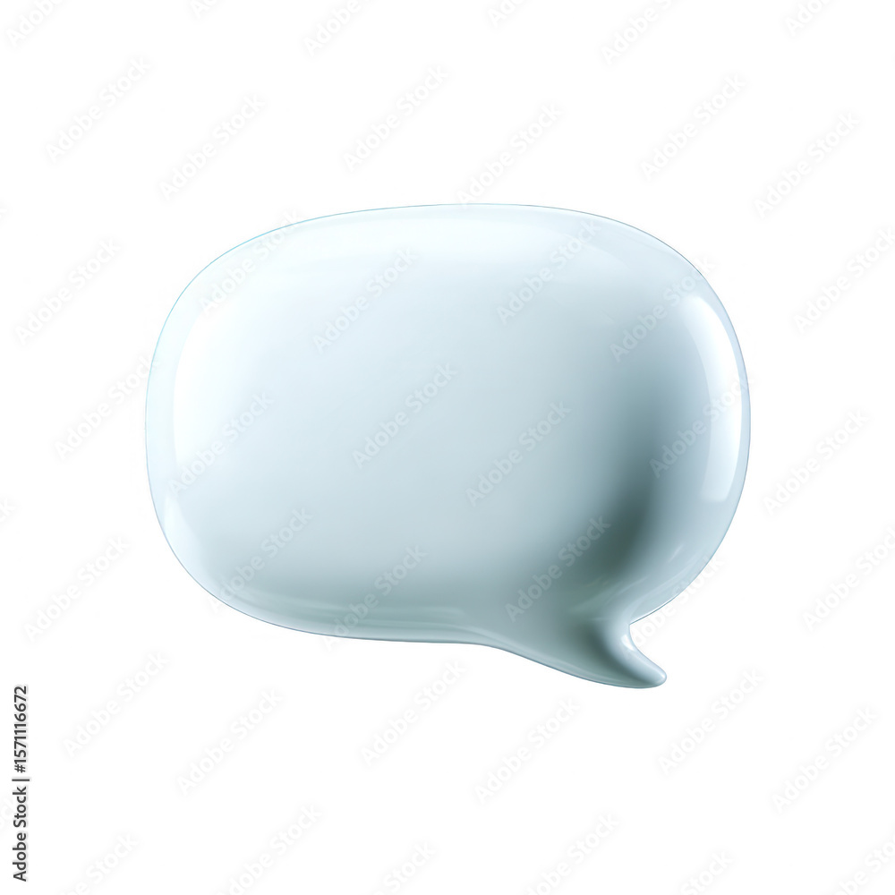 Poster a sleek, modern speech bubble in white, perfect for conveying dialogue and communication themes in d