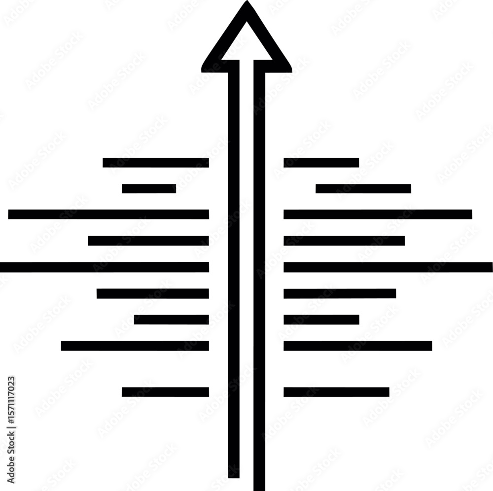Poster arrow pointing upward with horizontal lines indicating motion