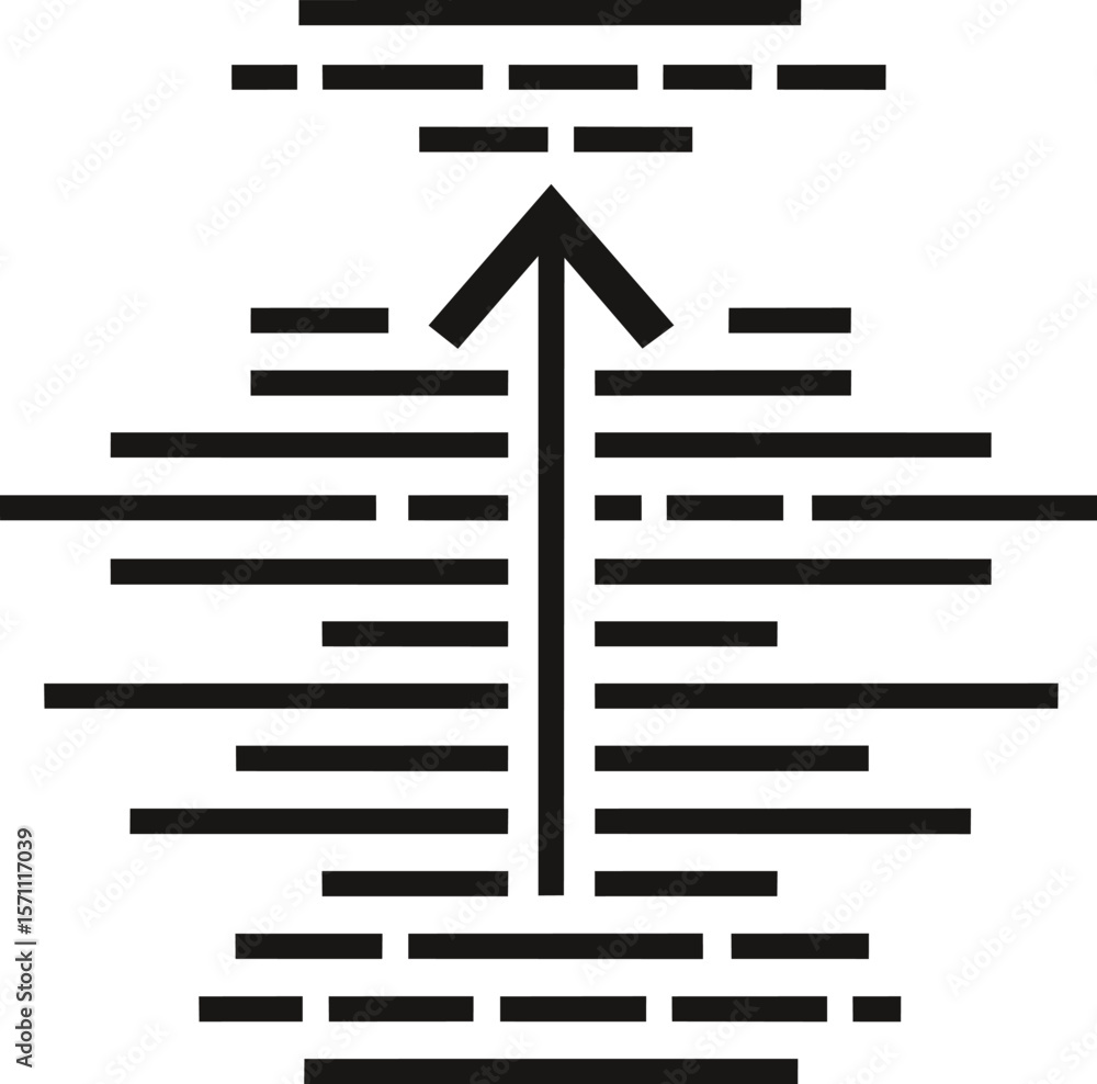 Poster black abstract upward arrow with horizontal lines