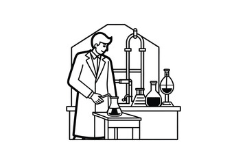 Scientist in Lab Coat Conducting Experiment Silhouette