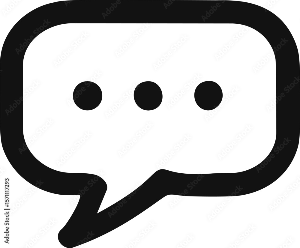 Poster speech bubble with three dots representing communication icon